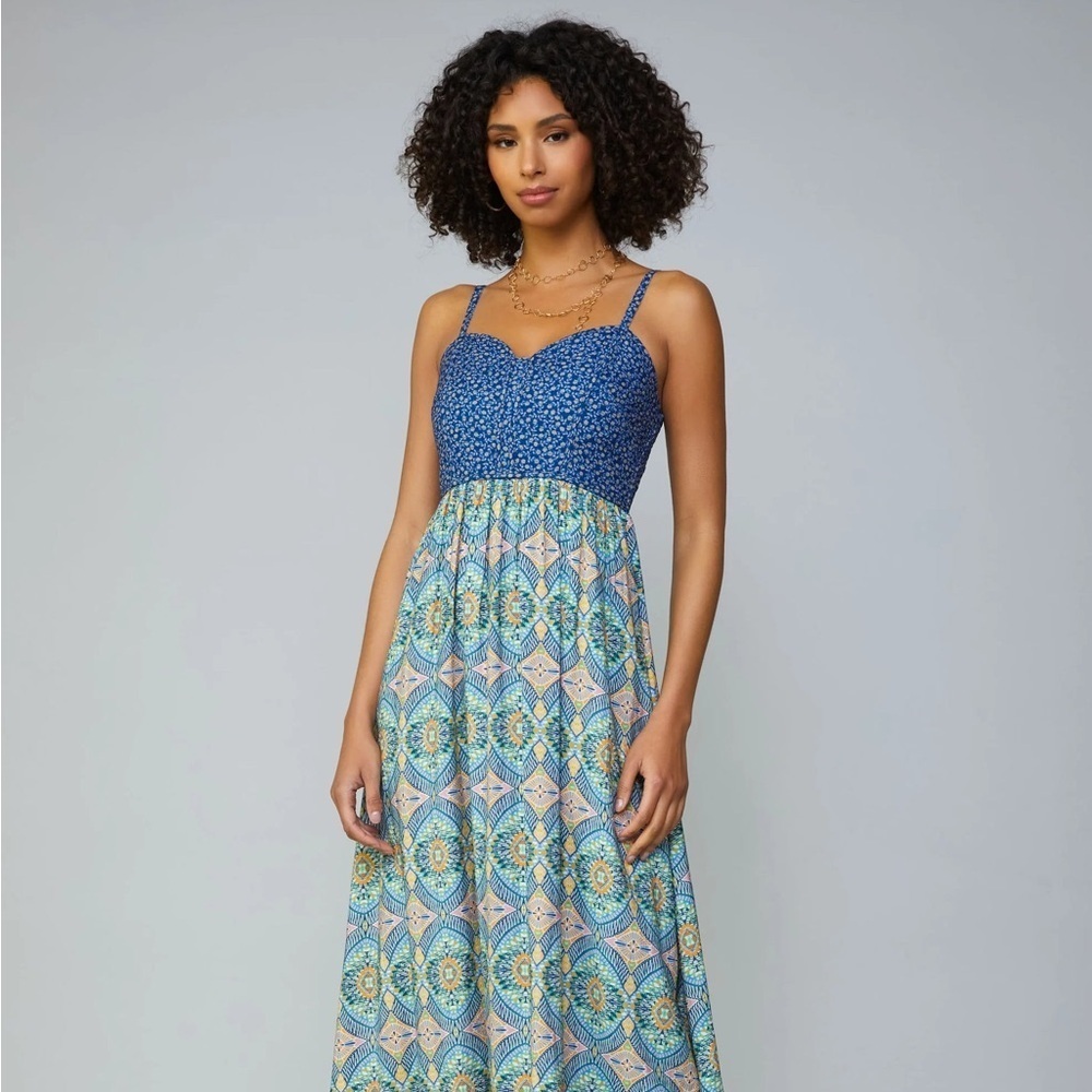 NWT Current Air Quilted Top Maxi Dress in Navy Multi Size Medium - Picture 14 of 14